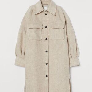 HM H&M Long Shirt Jacket Shacket